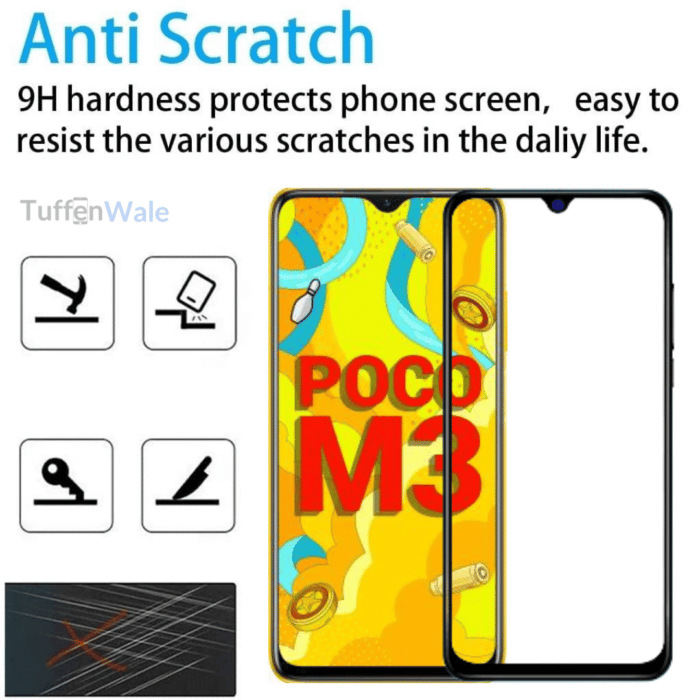 POCO M3 tempered glass for gaming