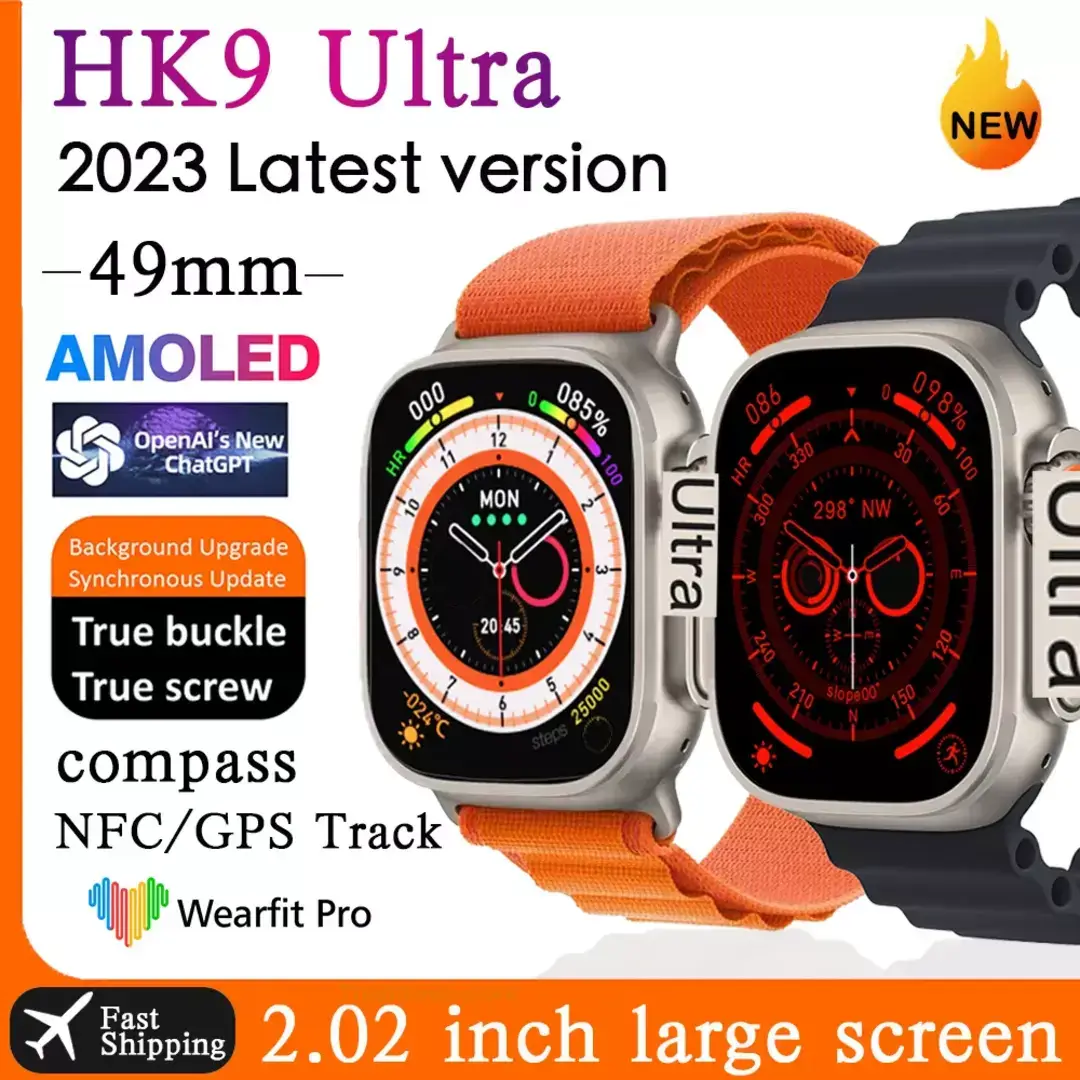 HK9 ULTRA 2 Series 9 Wearfit Pro 2024 SmartWatch 2.12 Inch SUPER AMOLED  Display 480X320 Open AI Chat GPT GPS NFC Bluetooth V5 Call Wireless Charger  price in Egypt